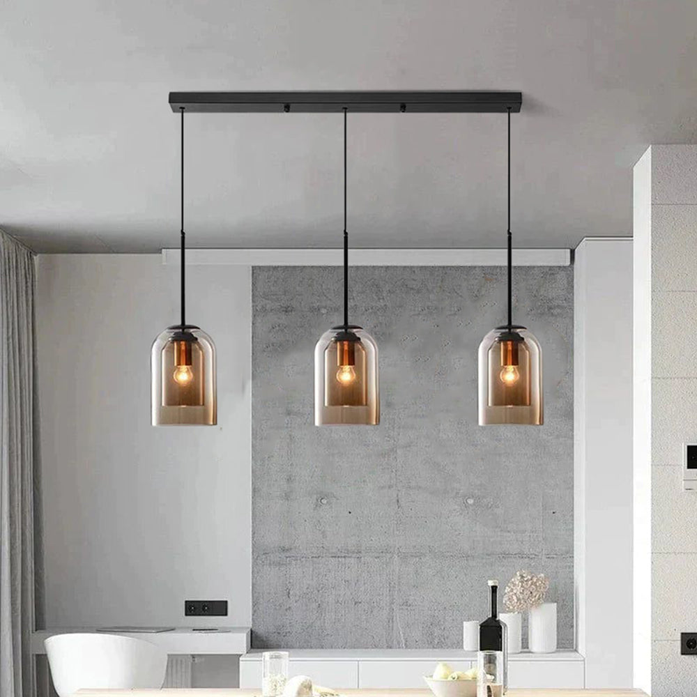 Variant image for Modern Glass Pendant Light – Double Layer Kitchen Pendant Lighting for Dining Room, Iron & Glass Design-6