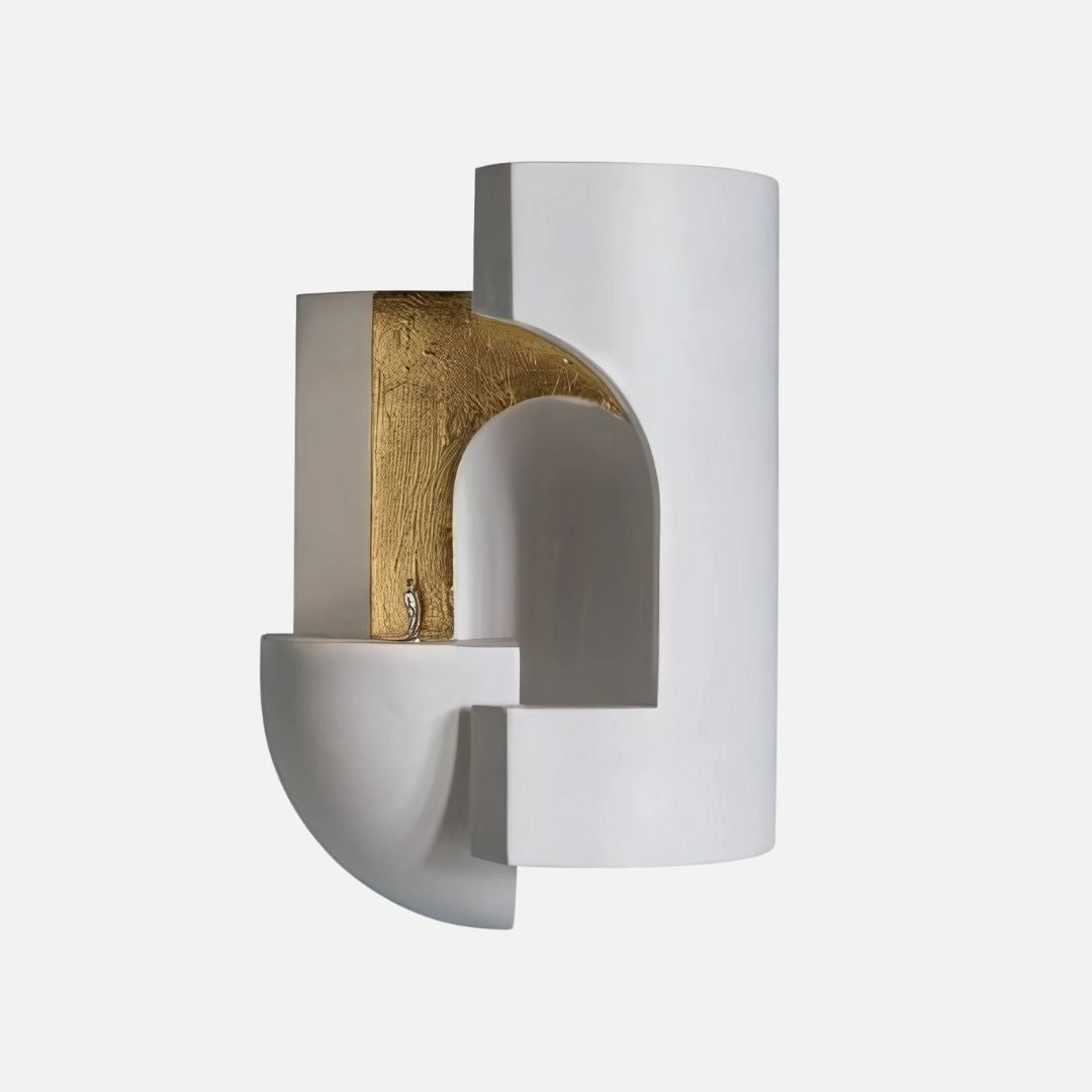 Wall Sconce Light White Plaster LED Indoor Lamp Curved Design