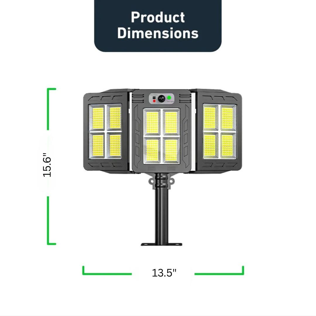 Solar Street Light with 3 Adjustable Heads and Motion Sensor - 800 Lumens