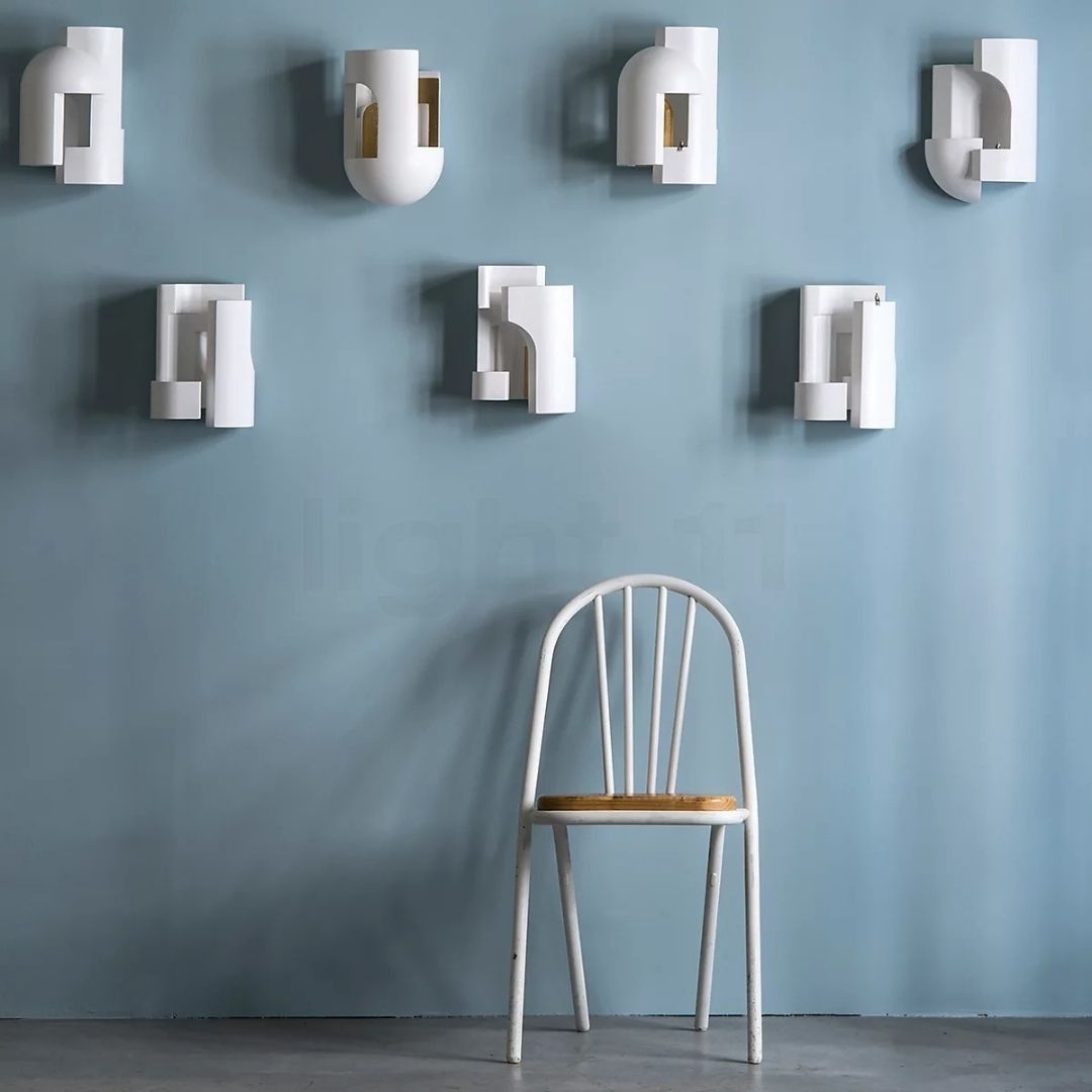 Wall Sconce Light White Plaster LED Indoor Lamp Curved Design