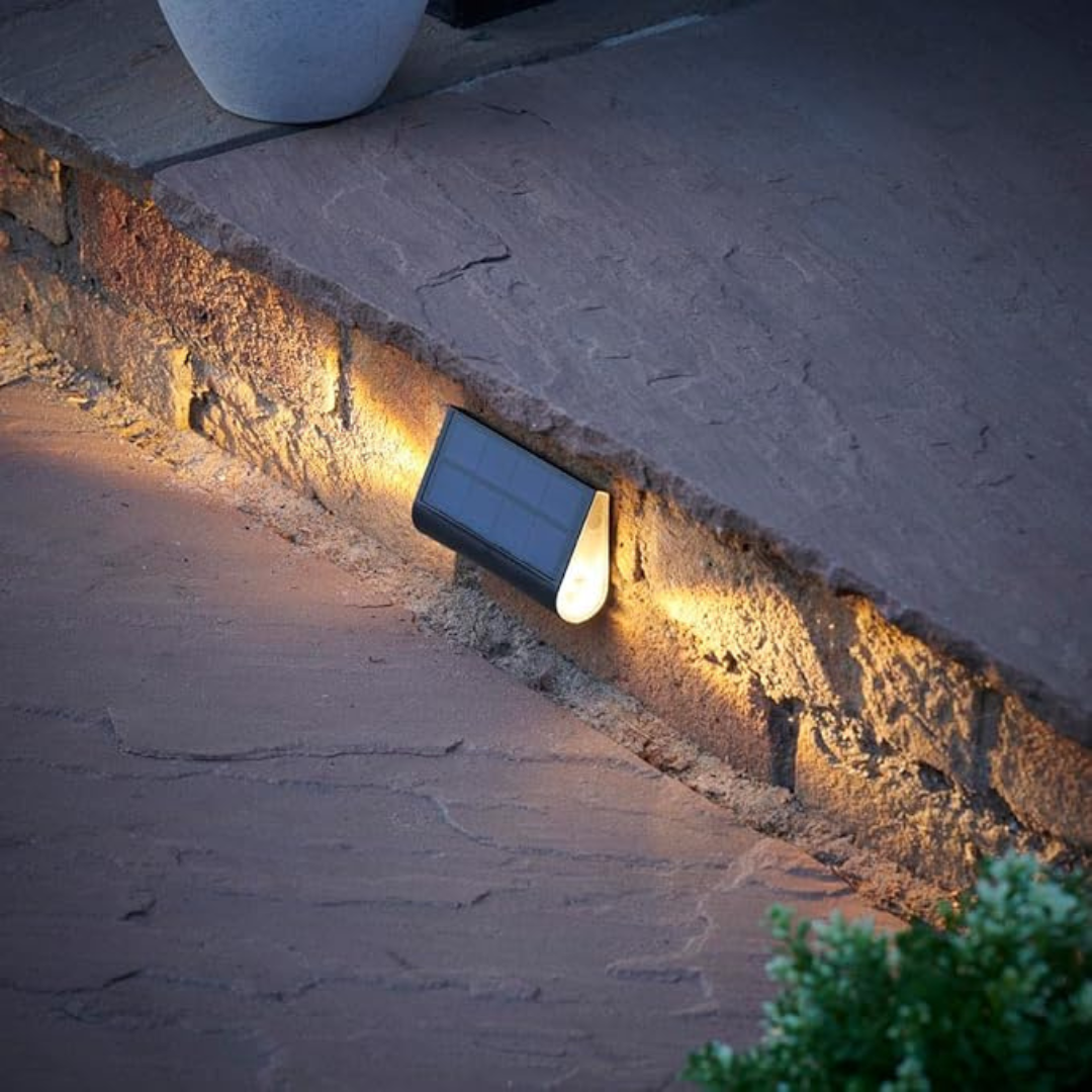 Solar Step Lights Outdoor LED Dual Beam IP54 Wall Mount 3 Pack