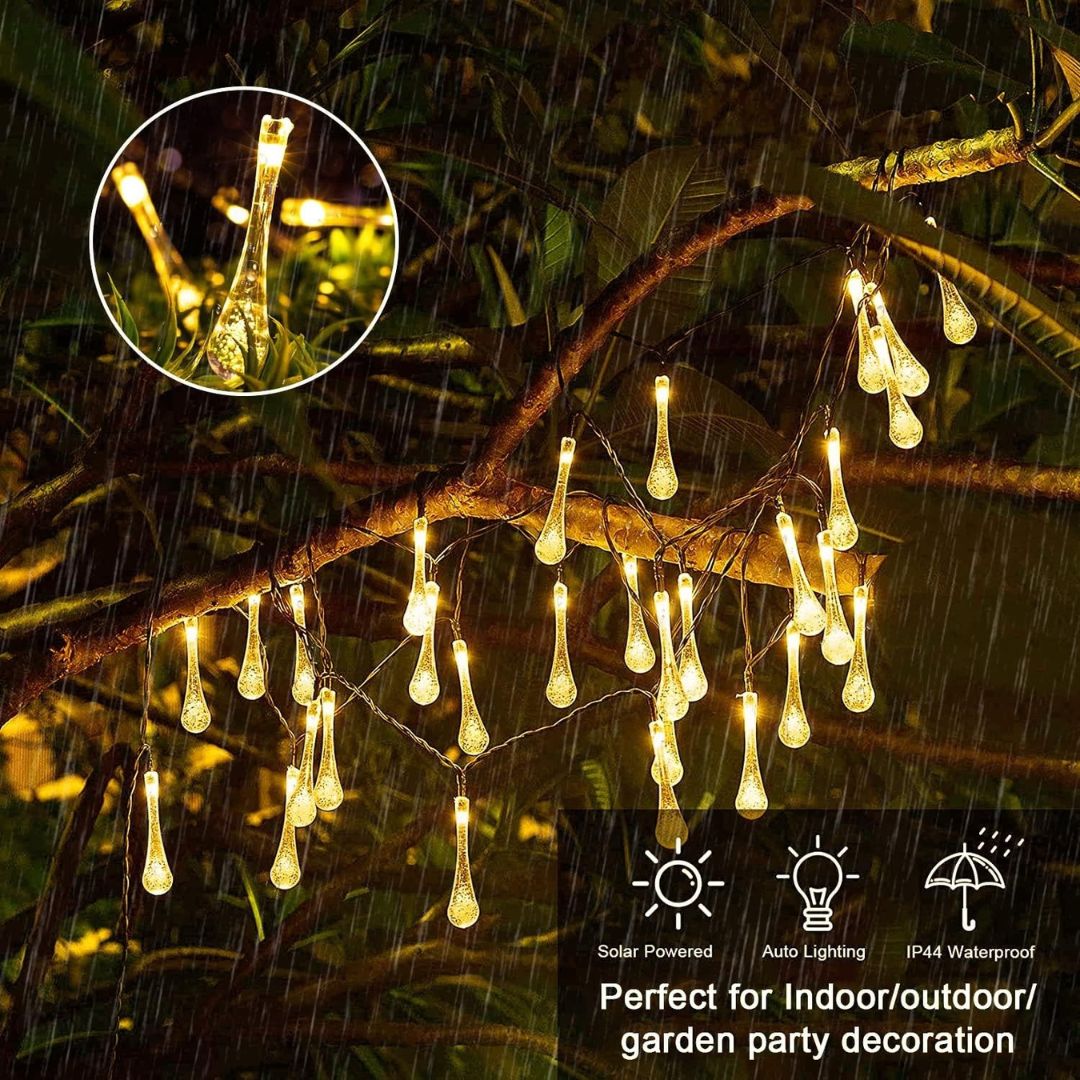 Solar String Lights 10M 100LED Waterproof Teardrop Outdoor Lights