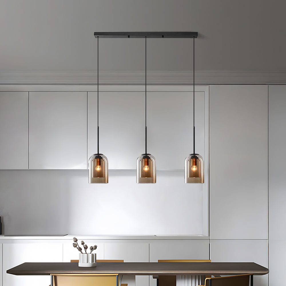 Glass Pendant Light – Modern, Double Layer, Iron & Glass