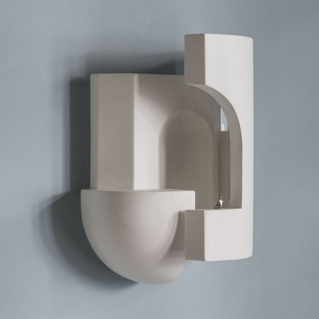 Wall Sconce Light White Plaster LED Indoor Lamp Curved Design