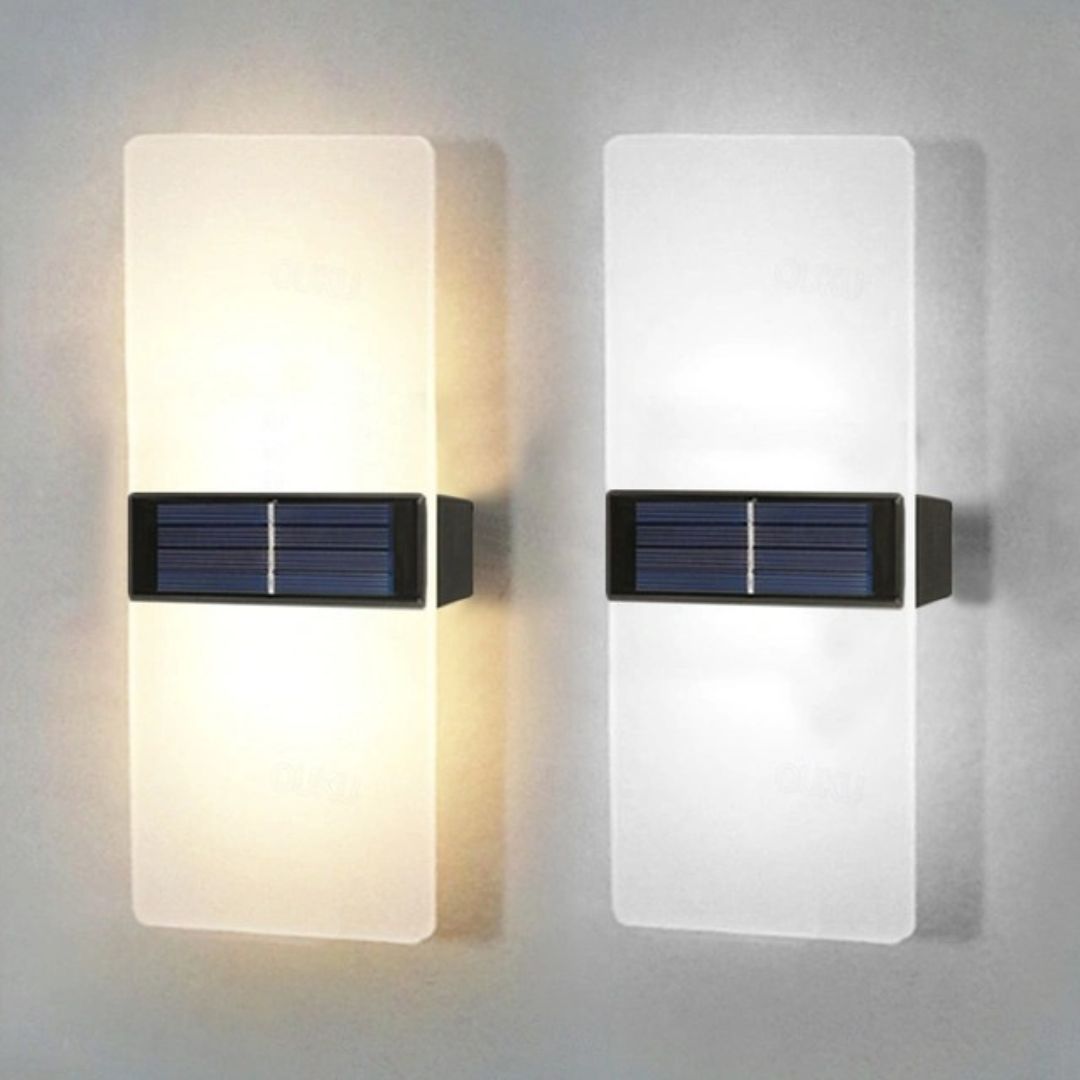 2pcs Solar Wall Lights Waterproof LED Outdoor with Warm White Modes