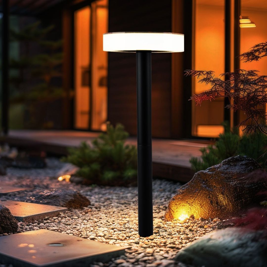Solar LED Garden Light with Spike Black Outdoor Lamp