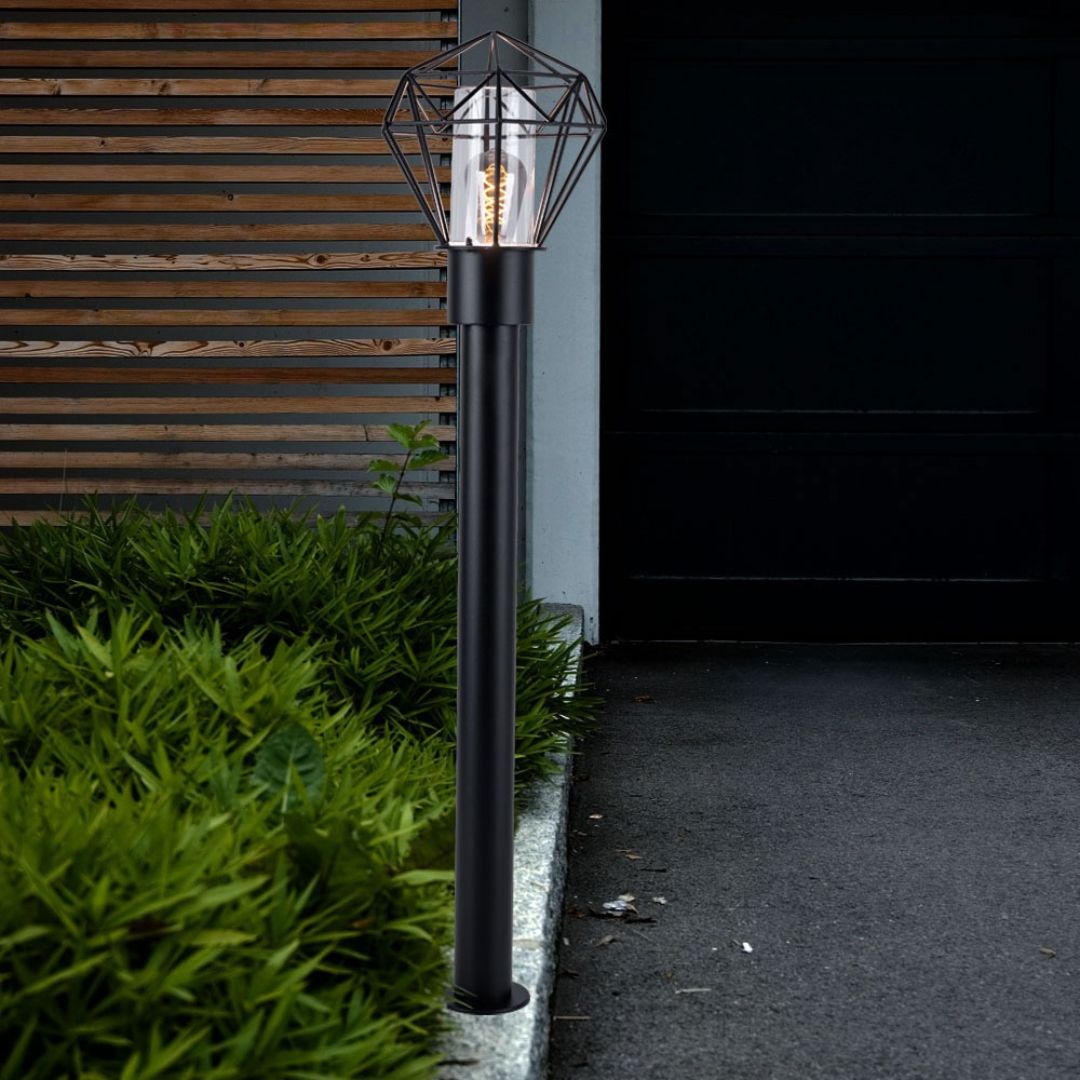 LED Floor Lamp Outdoor Black Stainless Steel IP44 E27