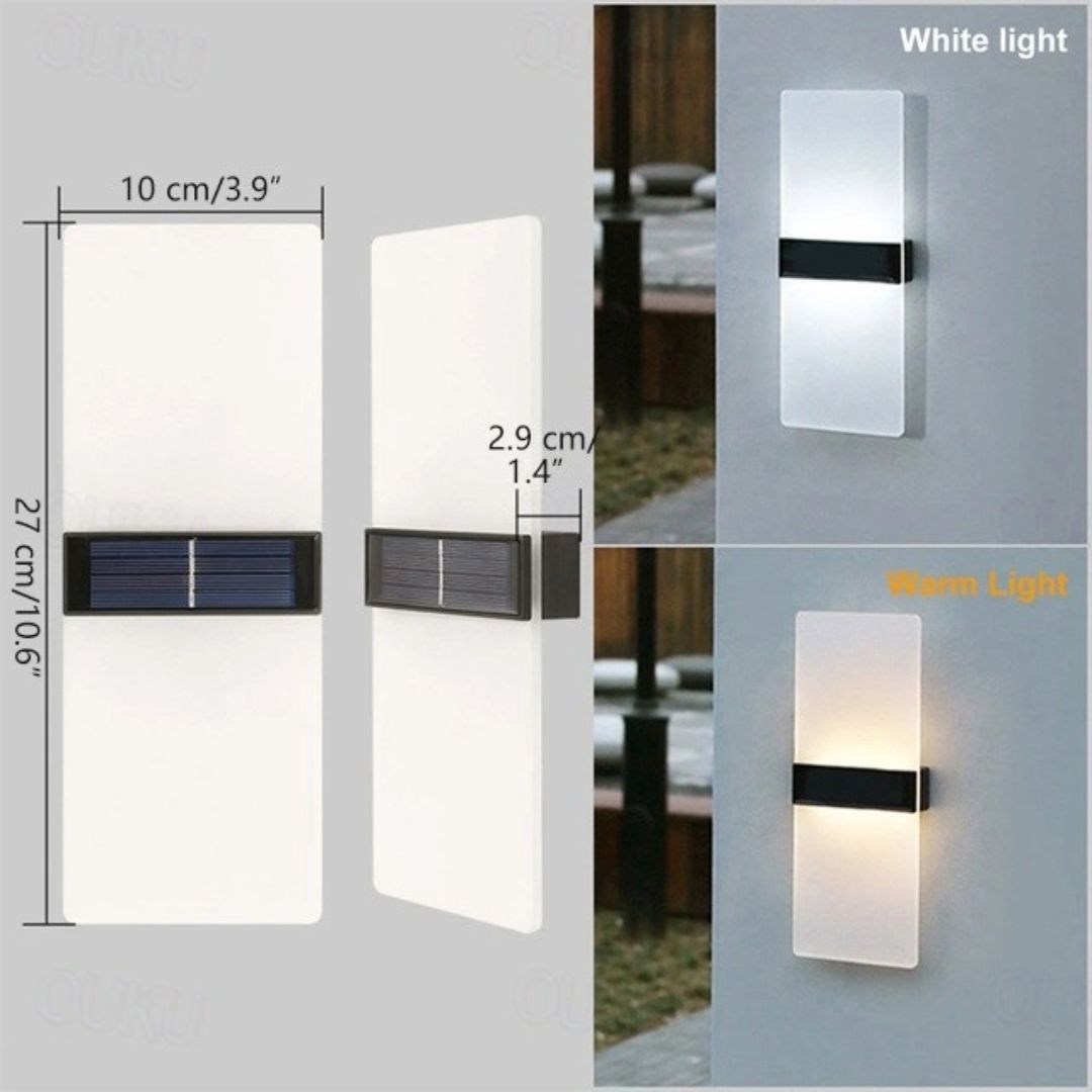 2pcs Solar Wall Lights Waterproof LED Outdoor with Warm White Modes