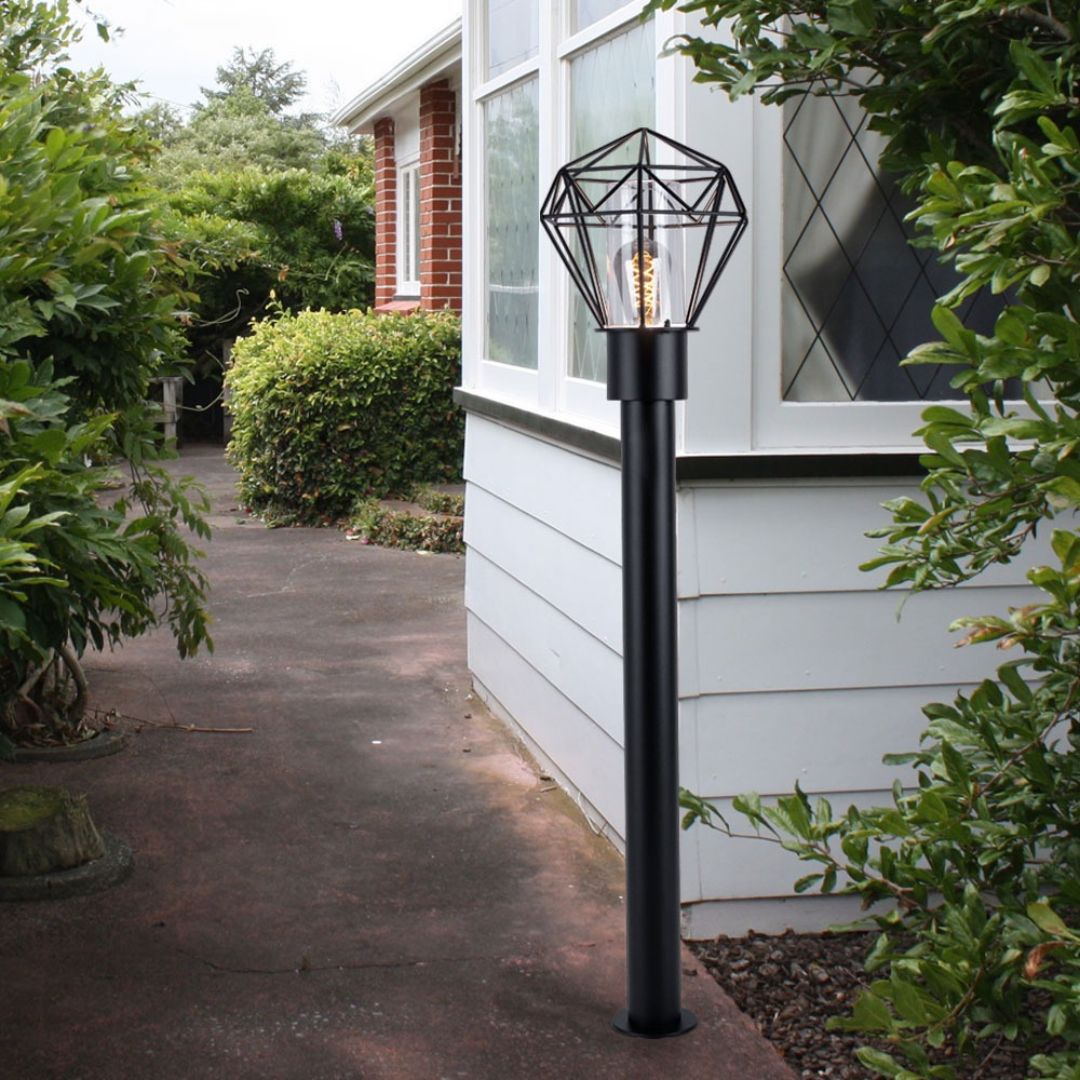 LED Floor Lamp Outdoor Black Stainless Steel IP44 E27