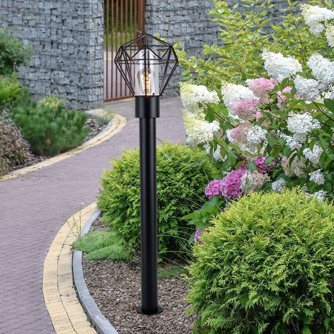 LED Floor Lamp Outdoor Black Stainless Steel IP44 E27