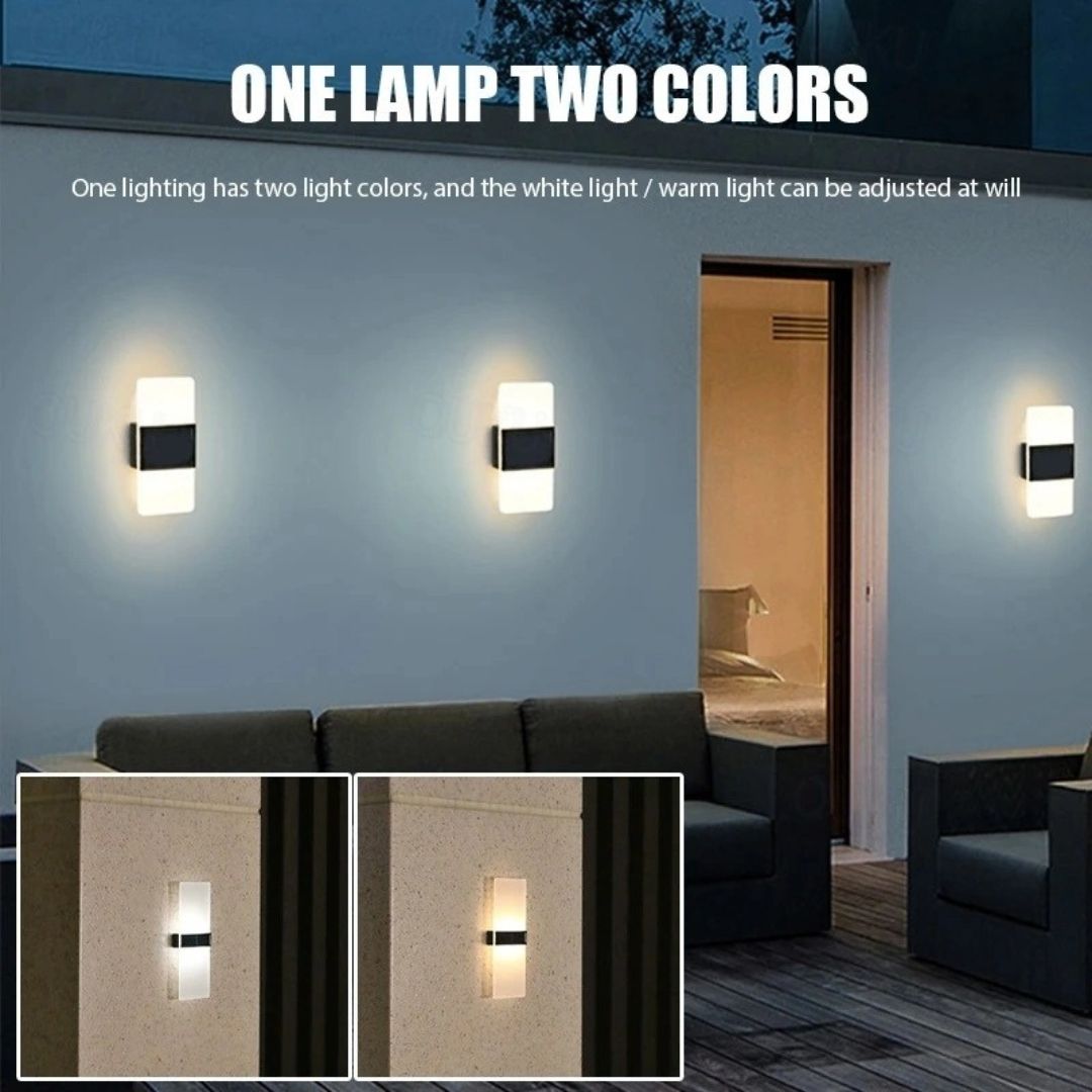 2pcs Solar Wall Lights Waterproof LED Outdoor with Warm White Modes