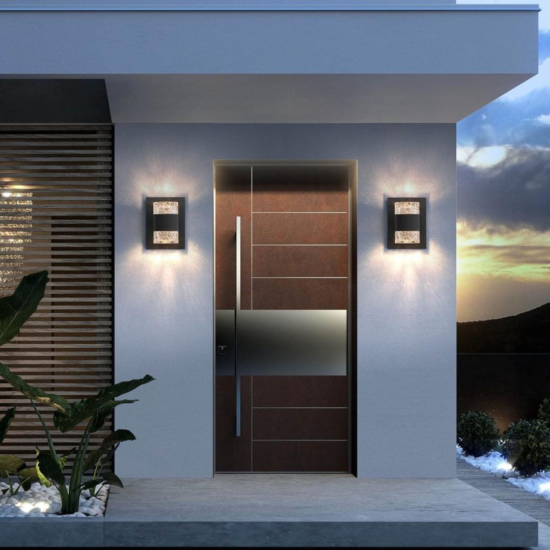 Elegant 8 Outdoor Wall Sconce - Black Finish with Clear Glass for Exterior Lighting