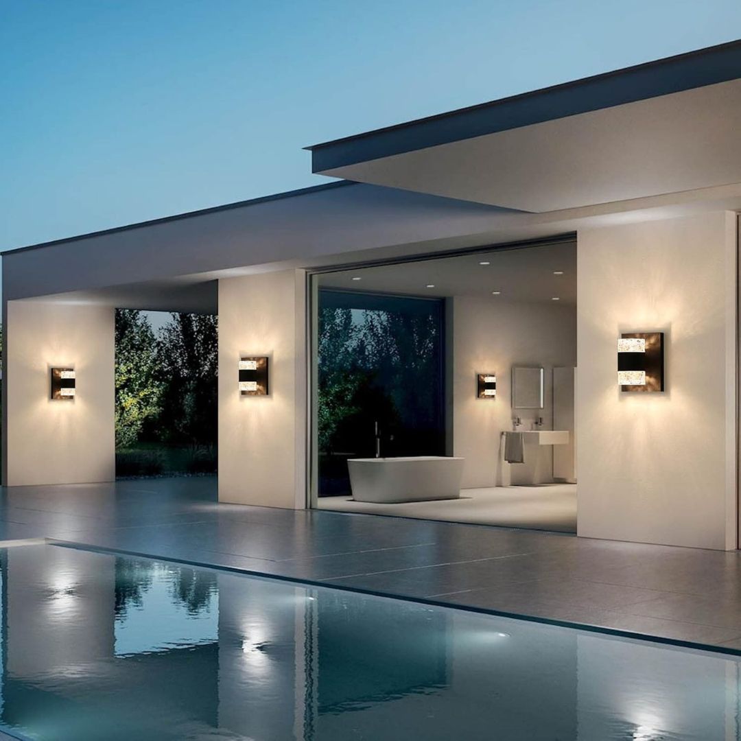 Elegant 8 Outdoor Wall Sconce - Black Finish with Clear Glass for Exterior Lighting