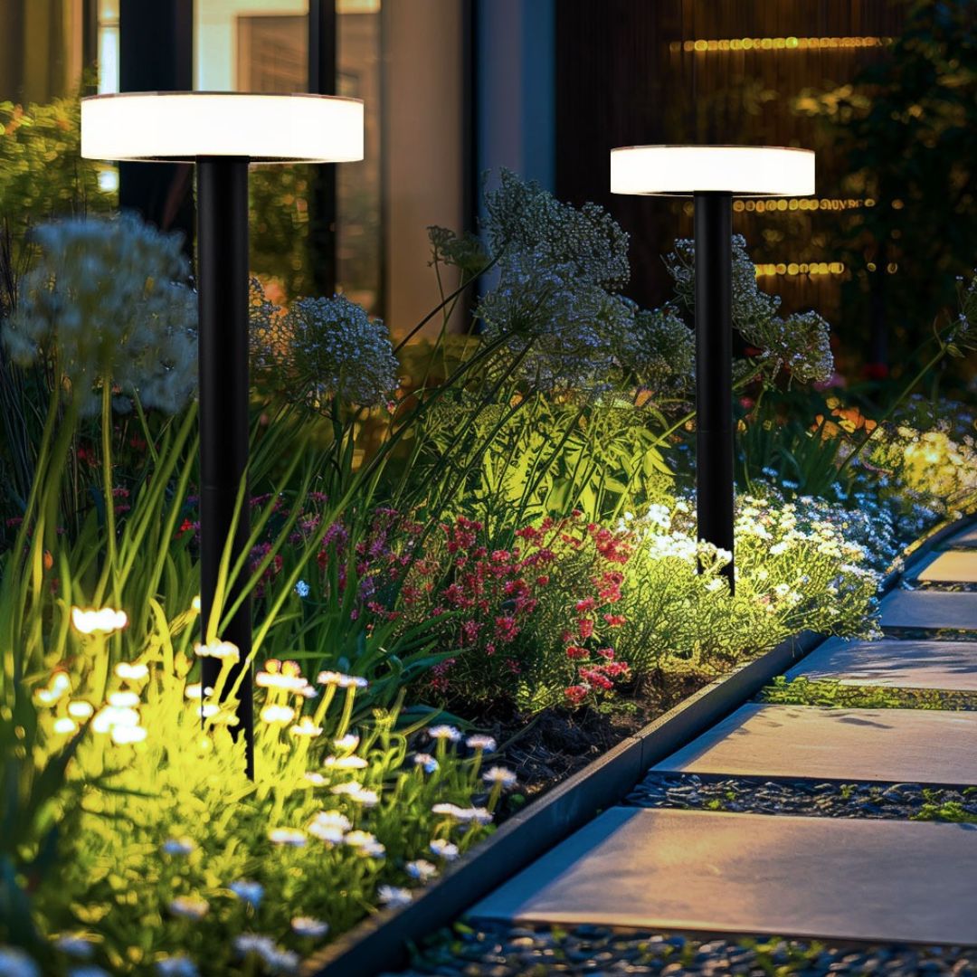 Solar LED Garden Light with Spike Black Outdoor Lamp
