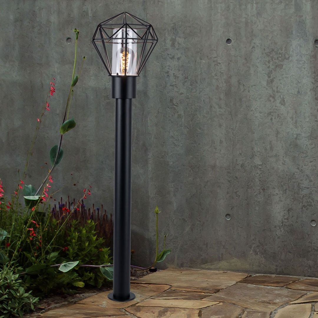 LED Floor Lamp Outdoor Black Stainless Steel IP44 E27