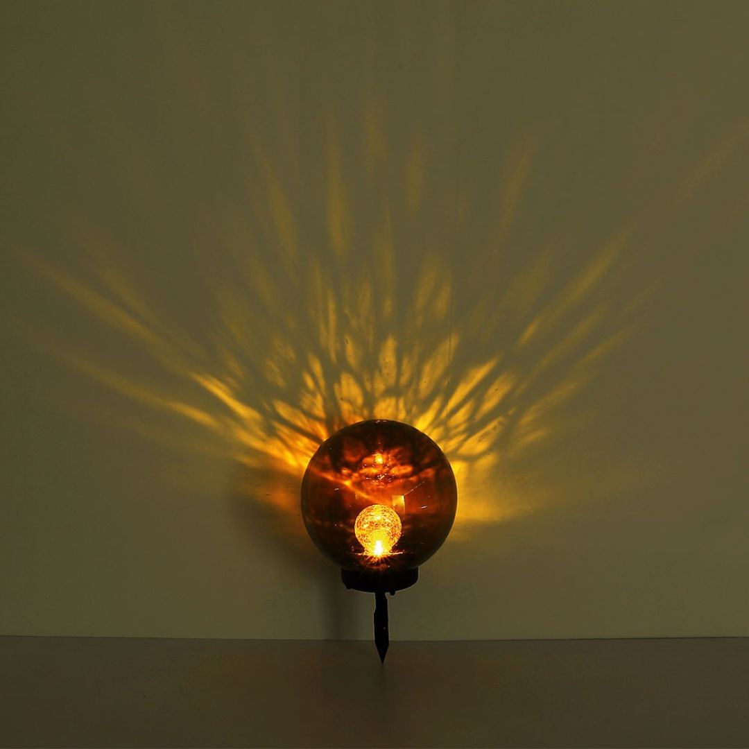 LED Solar Garden Lamp Sphere Crackle Glass Black IP44
