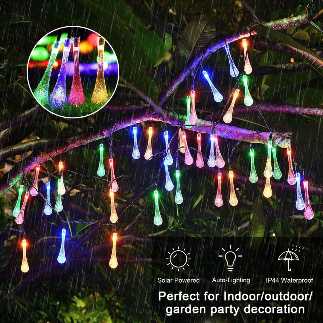 Solar String Lights 10M 100LED Waterproof Teardrop Outdoor Lights