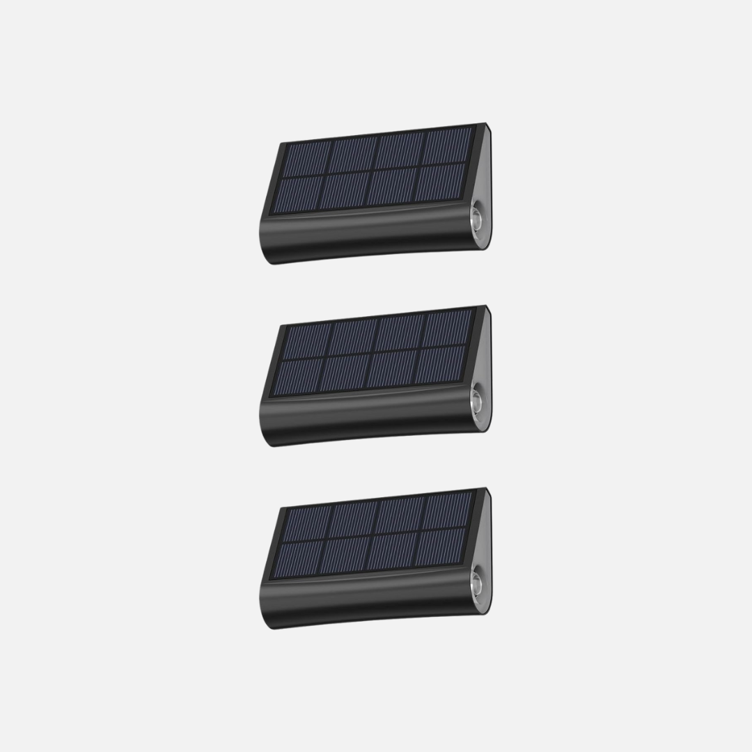 Solar Step Lights Outdoor LED Dual Beam IP54 Wall Mount 3 Pack
