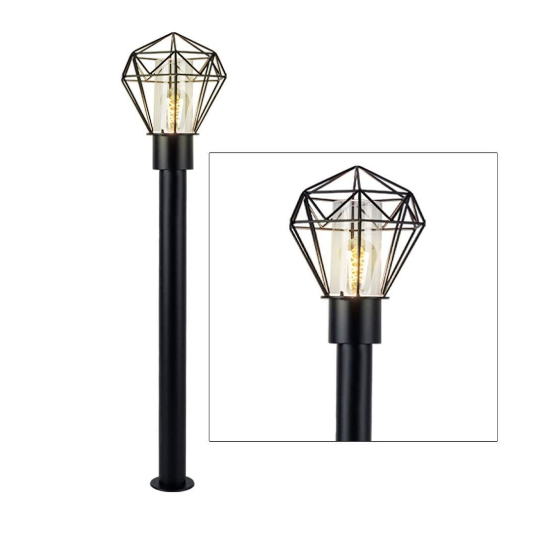 LED Floor Lamp Outdoor Black Stainless Steel IP44 E27