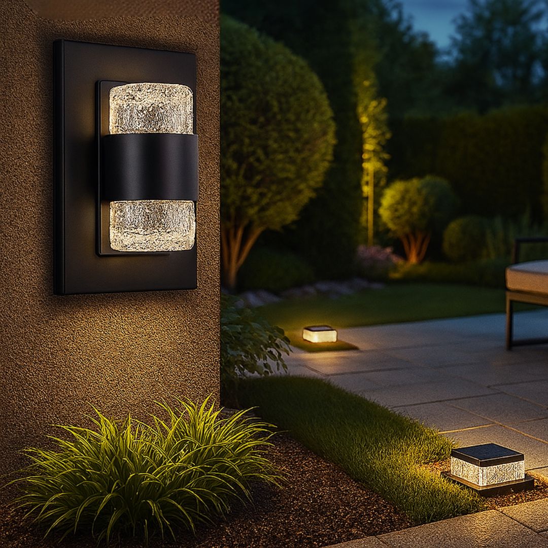 Elegant 8 Outdoor Wall Sconce - Black Finish with Clear Glass for Exterior Lighting