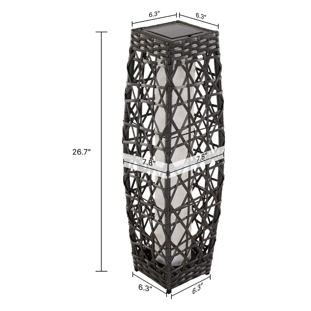 Solar-Powered Wicker Outdoor Lantern Floor Lamp – Weather-Resistant Design