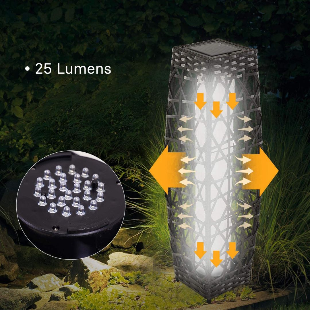 Solar-Powered Wicker Outdoor Lantern Floor Lamp – Weather-Resistant Design