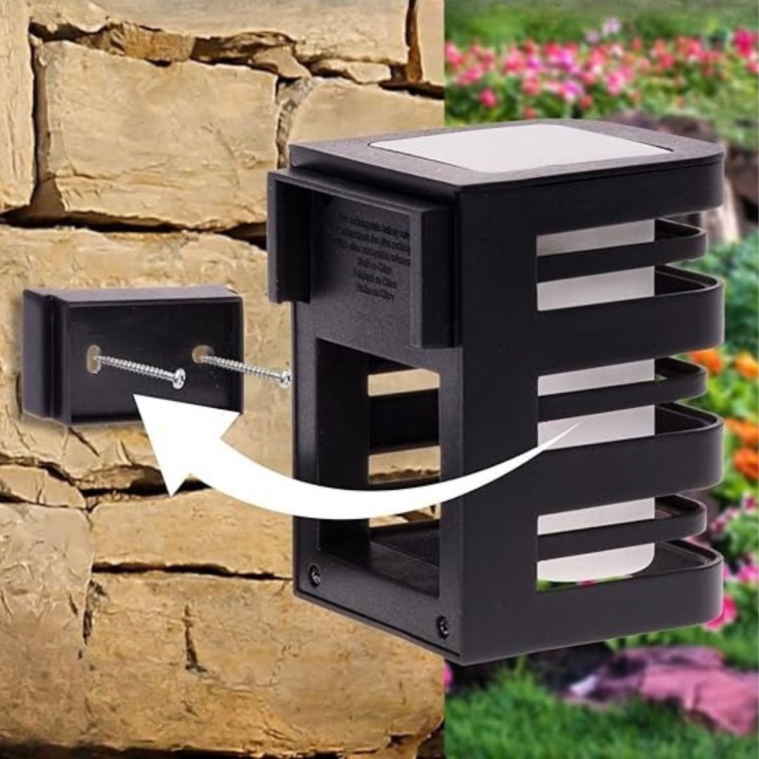 Solar LED Garden Wall Light IP44 Black 0.42W with Sensor