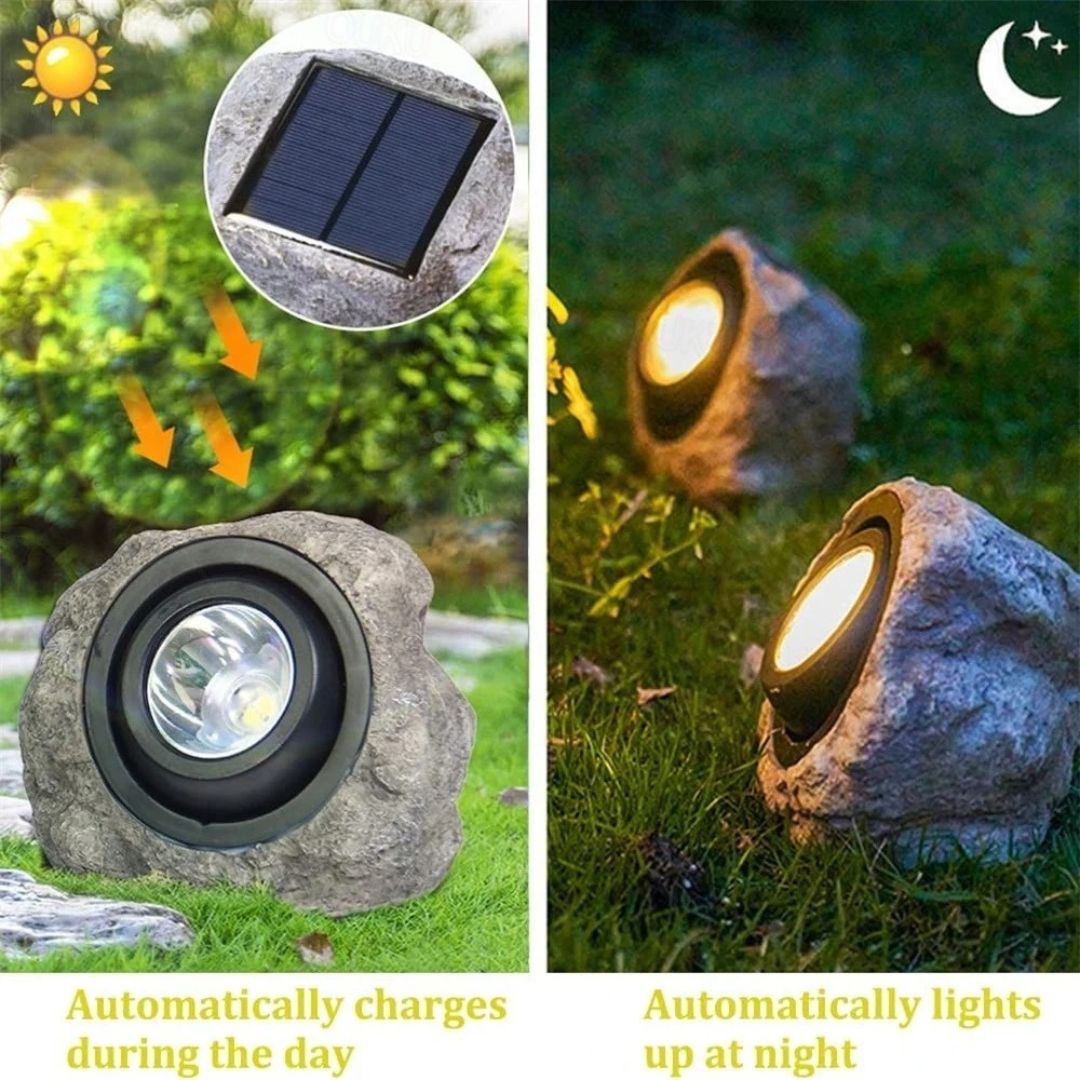 Solar Rock Light Outdoor LED Spotlight Waterproof IP65 – Warm White