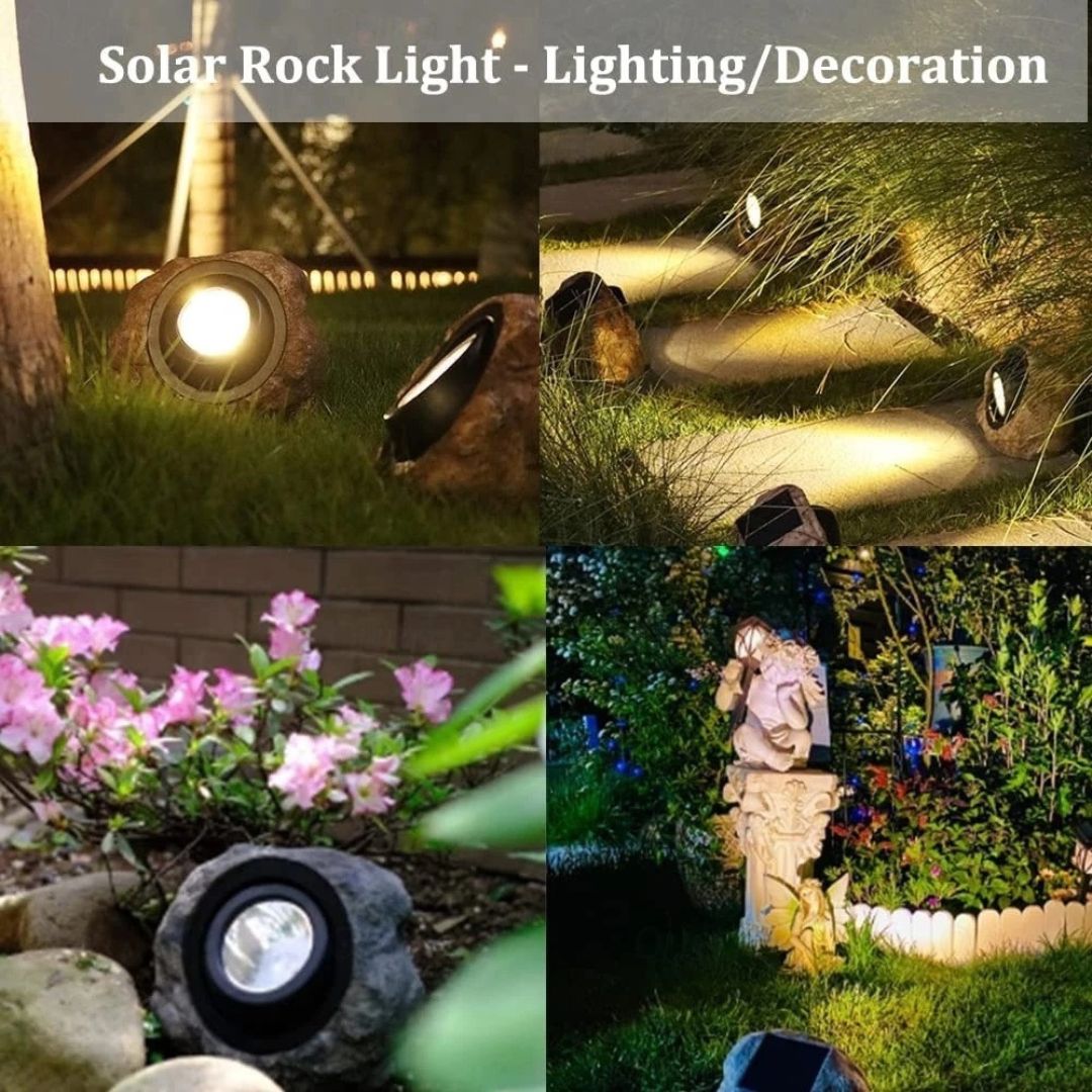 Solar Rock Light Outdoor LED Spotlight Waterproof IP65 – Warm White
