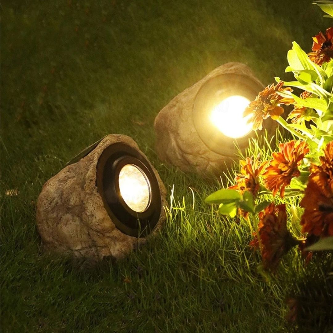 Solar Rock Light Outdoor LED Spotlight Waterproof IP65 – Warm White
