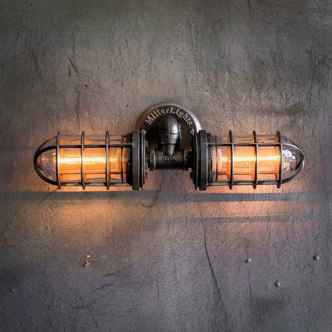 Rustic Industrial Bathroom Vanity Light with Glass Jars – 18 Inch