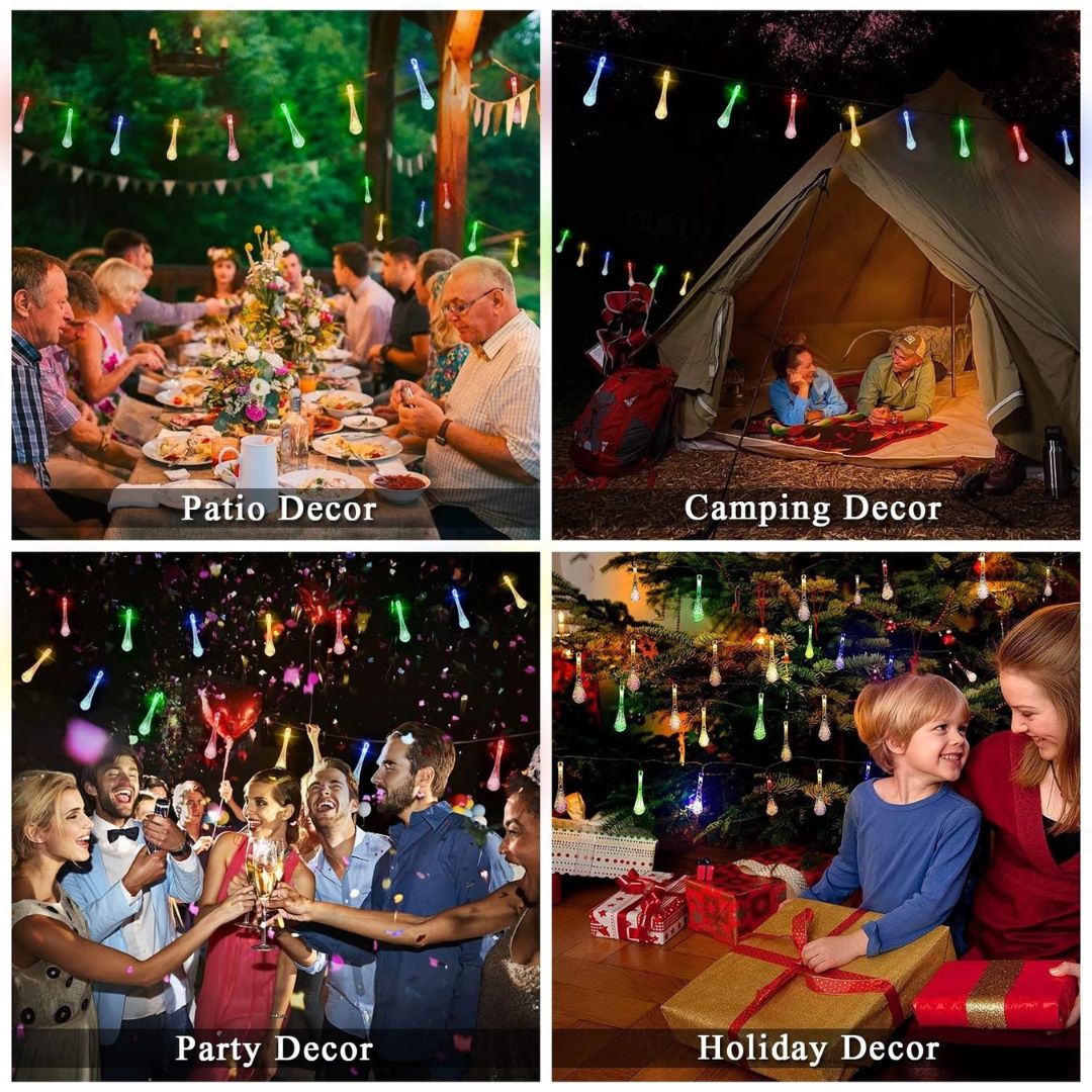 Solar String Lights 10M 100LED Waterproof Teardrop Outdoor Lights