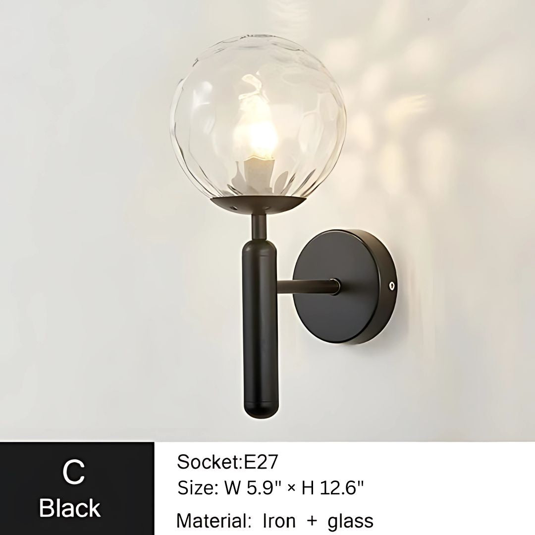 Modern Glass Ball Wall Sconce - Elegant Metal Wall Lamp for Home Décor