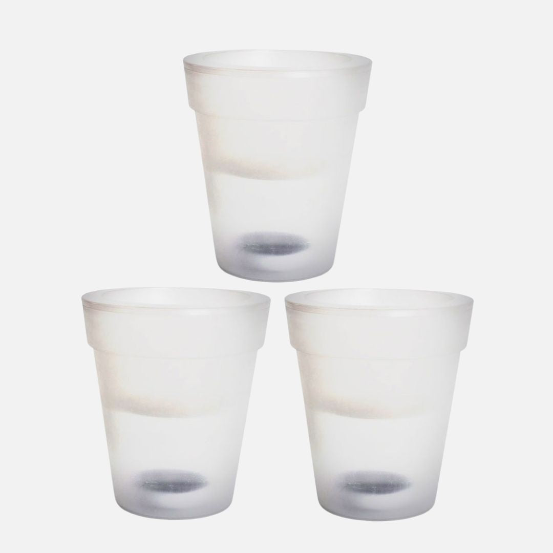 3x LED Solar Flower Pots Outdoor Lights White Plastic Battery-Powered