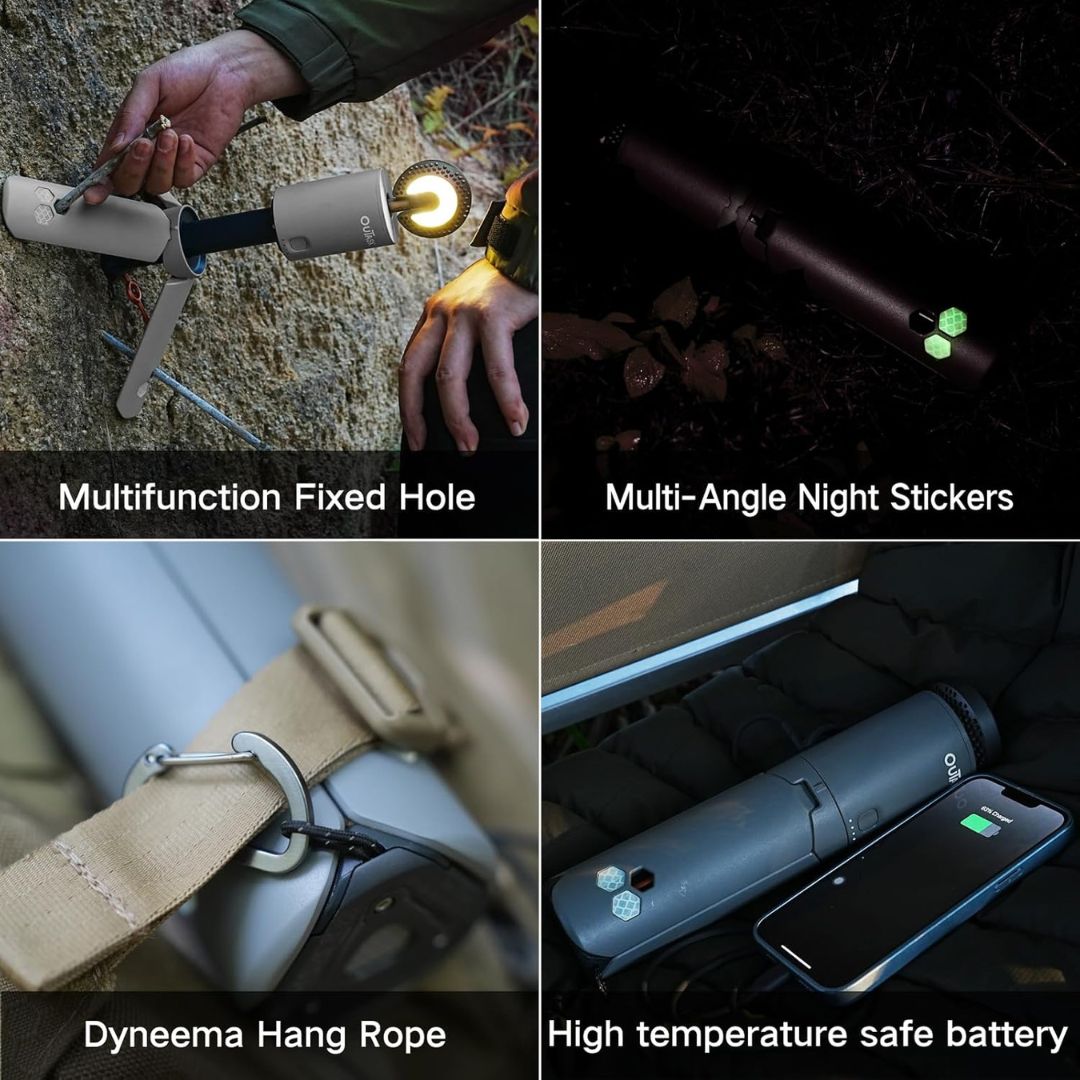 Tripod Telescopic Outdoor Light with Power Bank & Waterproof Design