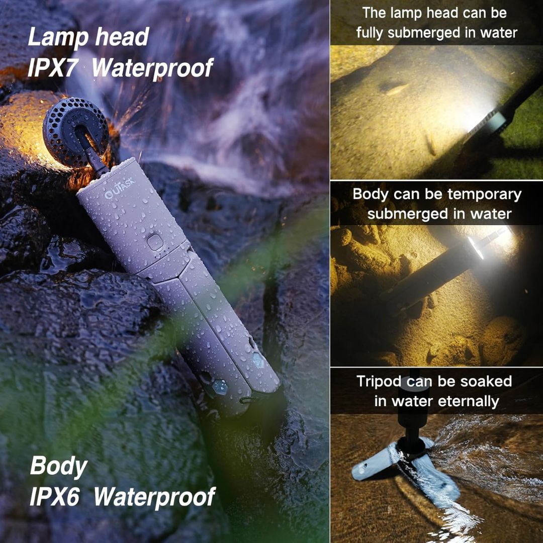 Tripod Telescopic Outdoor Light with Power Bank & Waterproof Design