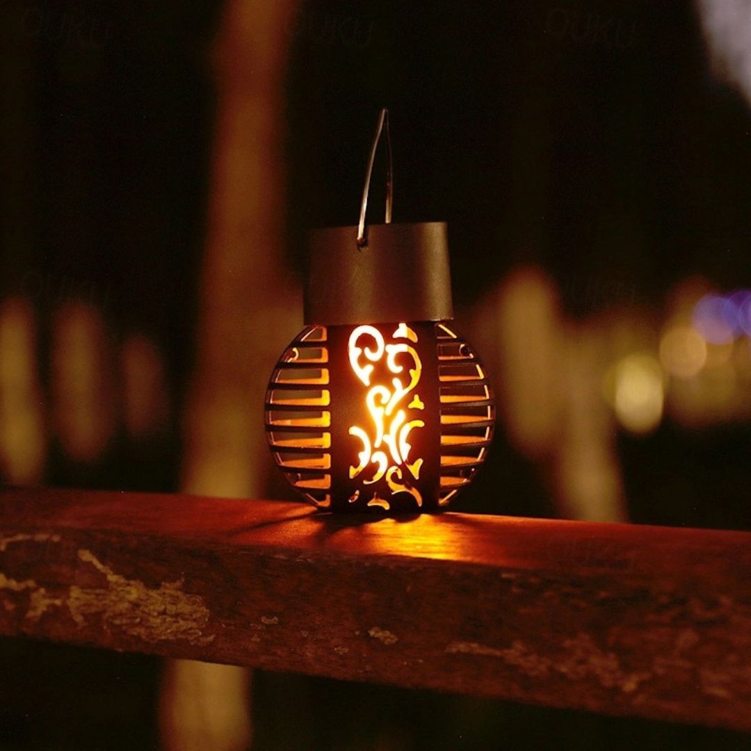 Solar Hanging Lantern Lights Outdoor Waterproof Flame Effect