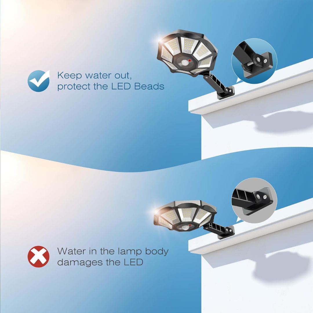 Solar Street Lights Outdoor with Motion Sensor, 168LED IP66 6500K
