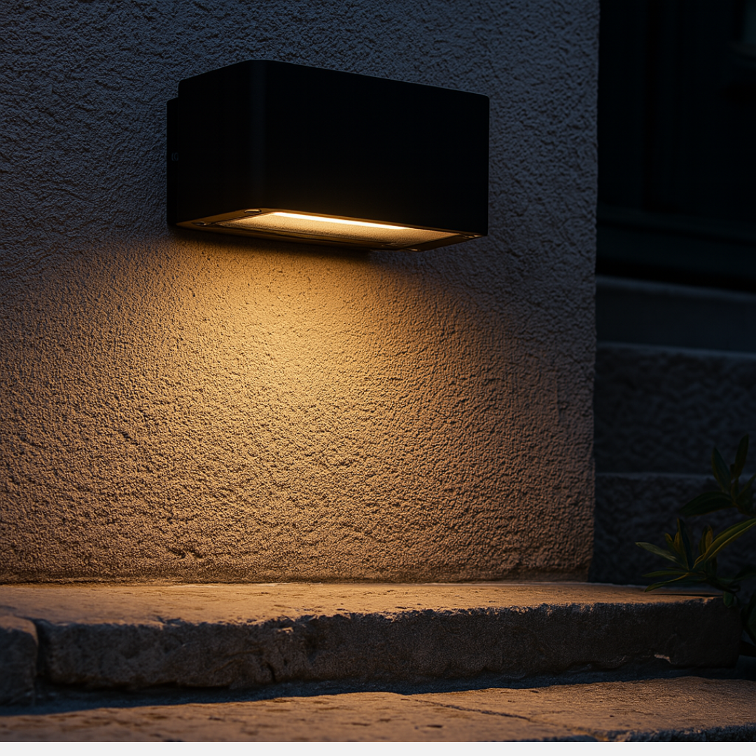 LED Wall Light Black IP54 Outdoor Up Down 12W 3000K