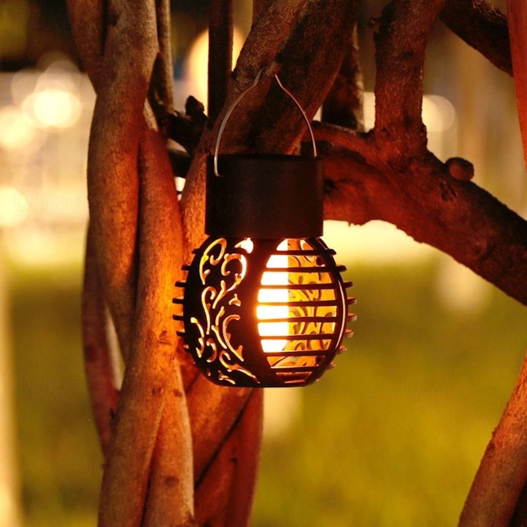 Solar Hanging Lantern Lights Outdoor Waterproof Flame Effect