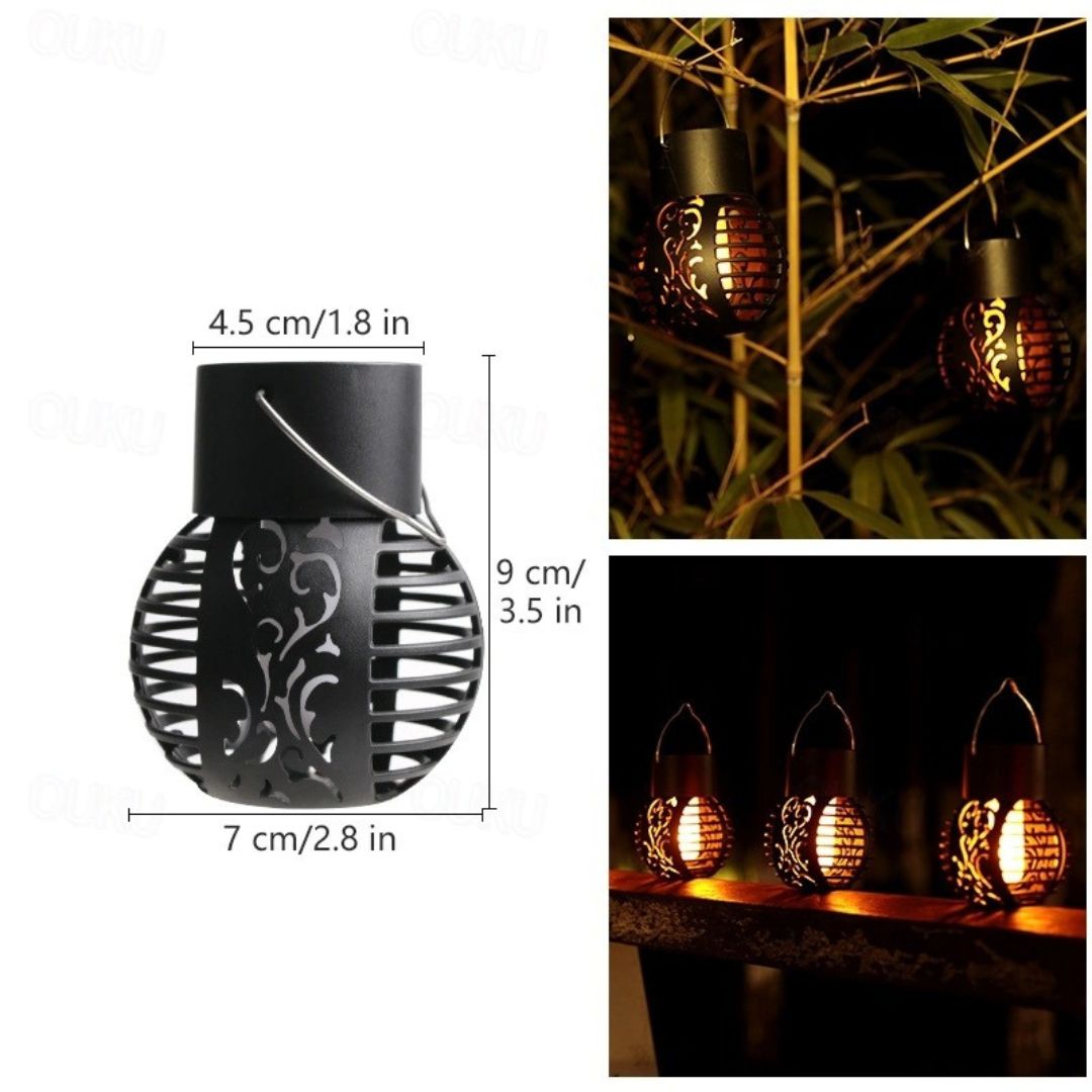 Solar Hanging Lantern Lights Outdoor Waterproof Flame Effect