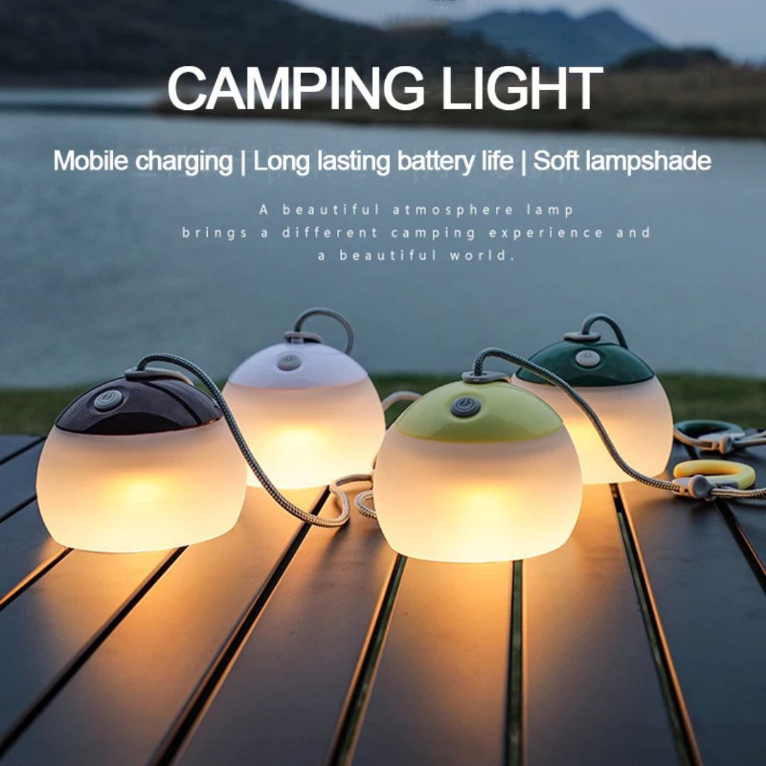 Outdoor Camping Light with Adjustable Rope and Warm-Cool LED Modes
