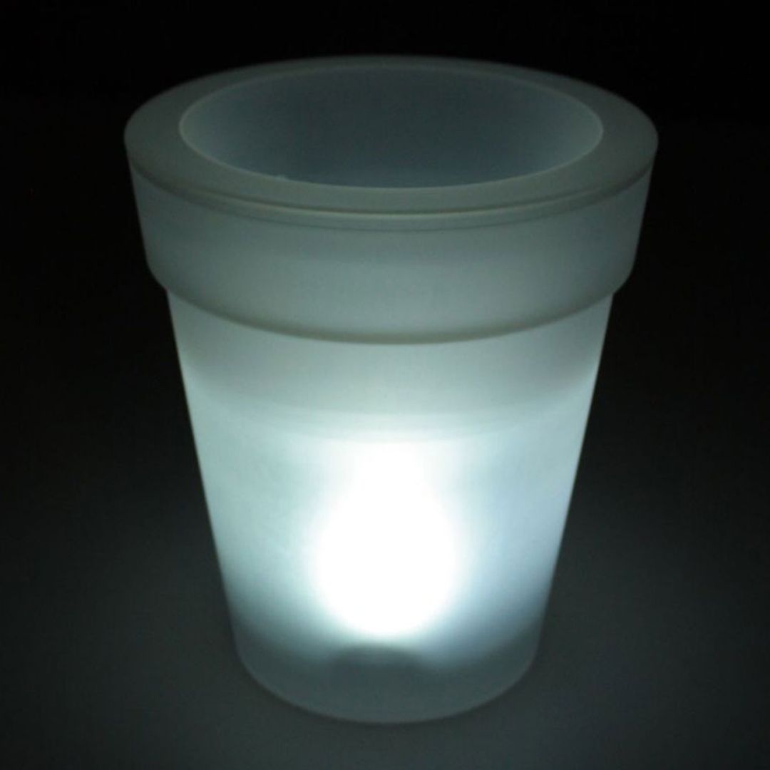 3x LED Solar Flower Pots Outdoor Lights White Plastic Battery-Powered