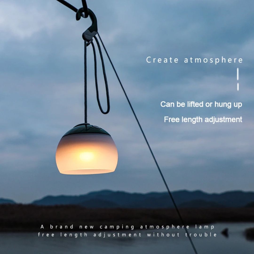 Outdoor Camping Light with Adjustable Rope and Warm-Cool LED Modes