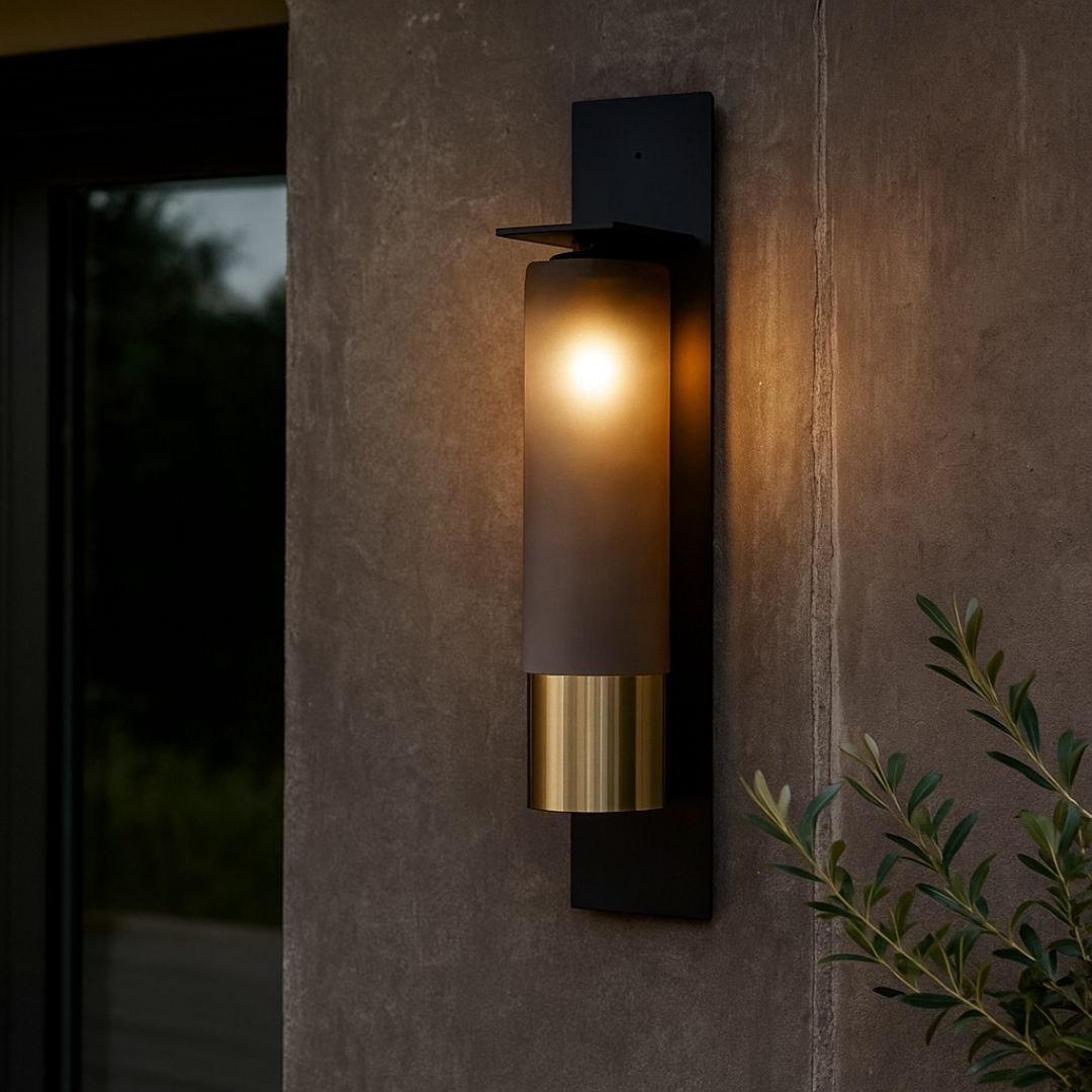 Elegant Metal and Glass Wall Sconce Lighting, 50cm Height, E27 Bulb