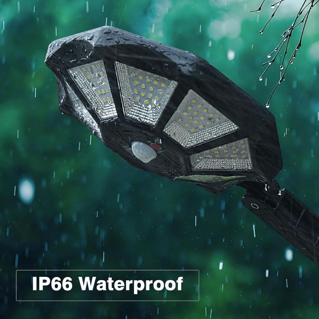 Solar Street Lights Outdoor with Motion Sensor, 168LED IP66 6500K