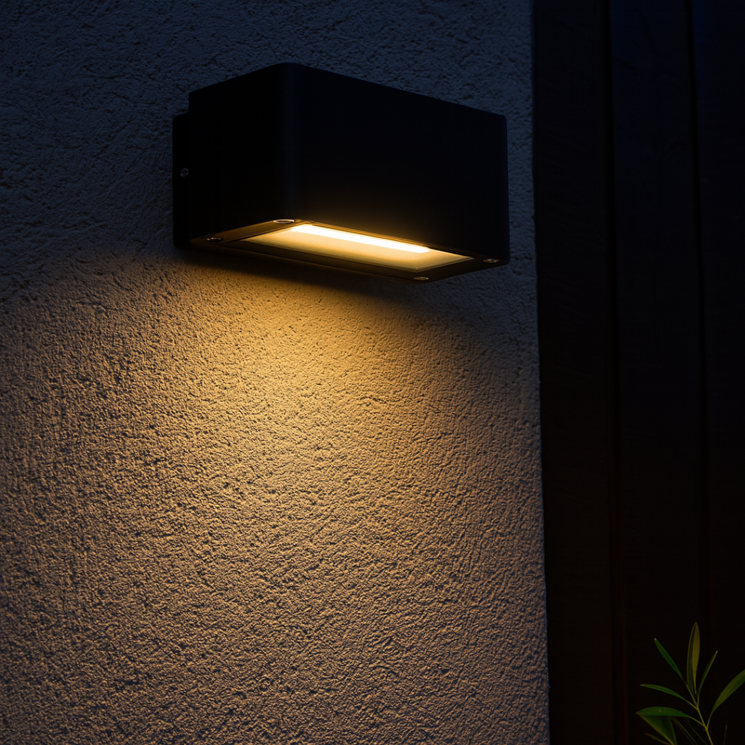 LED Wall Light Black IP54 Outdoor Up Down 12W 3000K