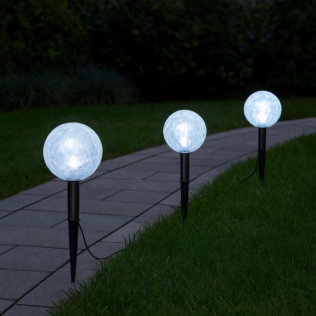 Solar Garden Lights Set with LED Balls – 3 Durable Outdoor Lights