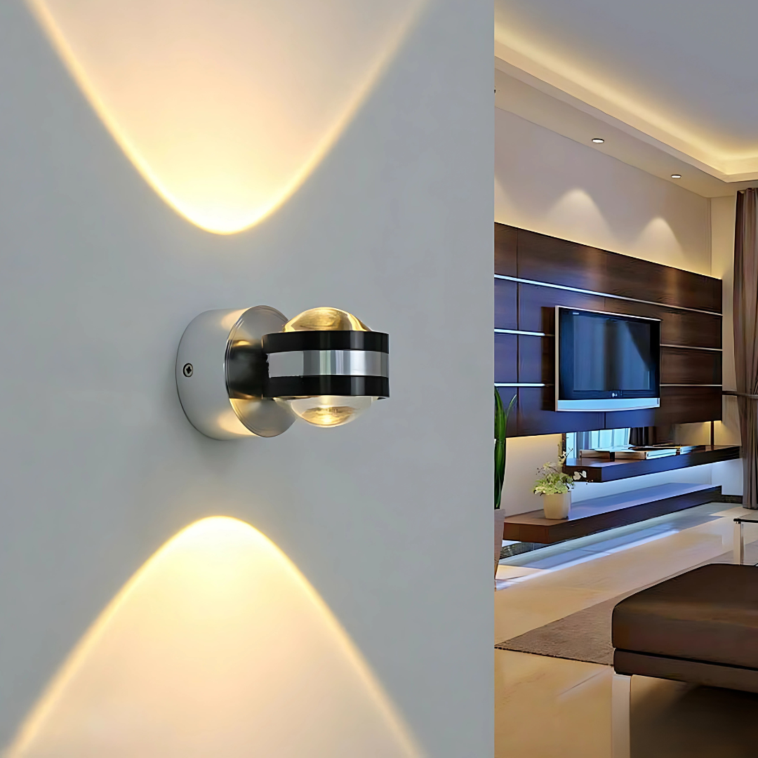LED Wall Light Fixture Up Down Spotlight for Hallways Silver Aluminum