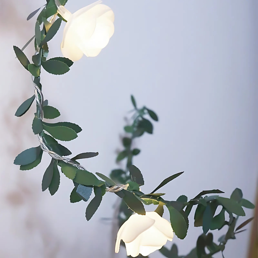 Rose Flower LED String Lights Battery Operated 5–20ft Warm White